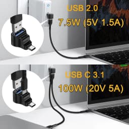 USB-C To USB-C USB-A Adapter 20Gbps USB-C Male To USB-C USB-A Female Adapter 8K 60HZ 180 Degree U-shaped for STEAM DECK