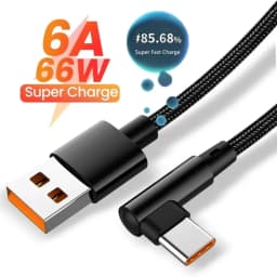 6A 66W 90 Degree Elbow Phones Cable USB Fast Charging Cable for Samsung Xiaomi Huawei OnePlus Android Device 0.25m/1m/1.5m/2m/3m