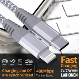 LAIHONEN 1 Pack MFi Certified USB C to Lightning Nylon Braided Fast Charging Cable 1M 2M 3M for iPhone 13 12 11 Pro Max