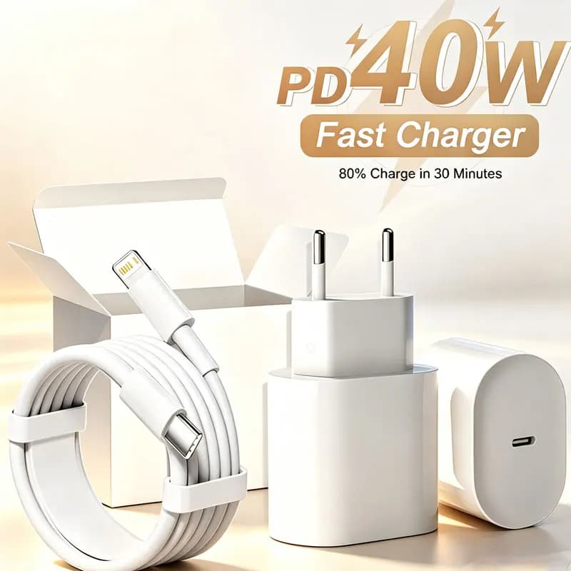 40W Fast Charger For Apple Original iPhone 18 17 16 15 7-14 Pro Max Type C To Lightning Fast Charging USB C Cable Quick Charger