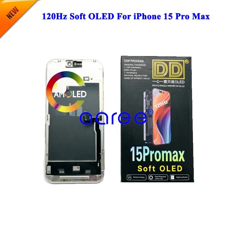 DD Brand 120Hz Soft OLED LCD Display For iPhone 15 Pro Max Display LCD Screen Touch Digitizer Assembly