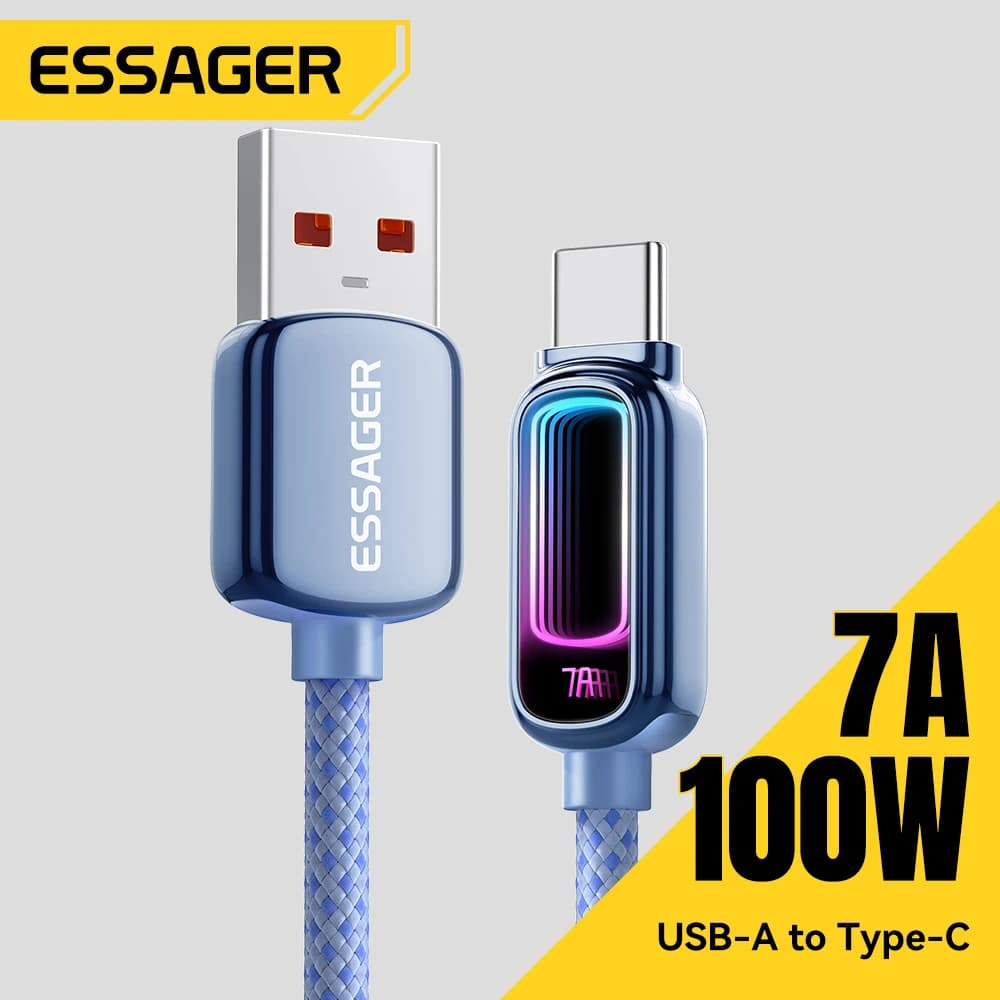 Essager USB Type C Cable 7A PD3.1 Fast Charging For MacBook Laptop iPhone 17 16 15 Pro Max iPad Samsung Type C Cable