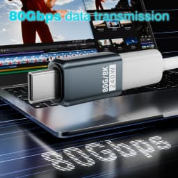 Thunderbolt 5/4/3 Elbow Adapter 80Gbps USB4 V2.0 Right Angle Adapter 90 Degree L-Shaped USB-C to USB-C Connector 240W PD 8K60Hz