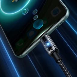 240W Nylon USB C PD Super Fast Charging Data Cable with LED Digital Display USB To Type C Quick Charge Data Cords 0.25/1/1.5/2M