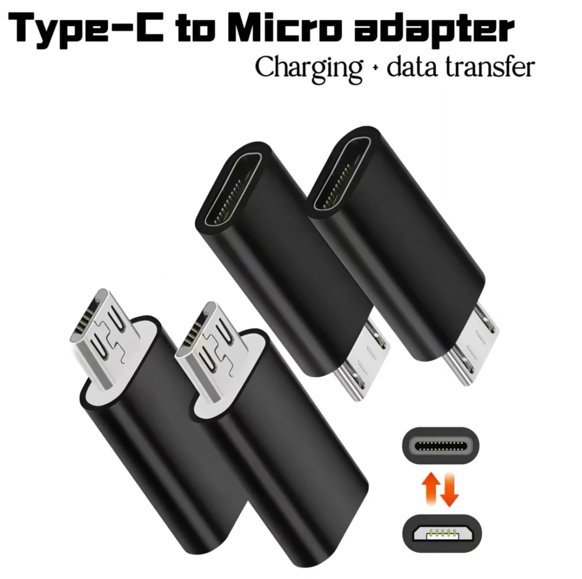 Mini Type C To Micro USB Android Charging Adapter Converter for Samsung Xiaomi Huawei Usbc To Microusb V8 Sync Charger Jack