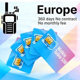 Europe 4G LTE Global PTT Walkie Talkie SIM Card – No Contract 1GB/360 Days 3-in-1 SIM for PTT Radios K500 ETC
