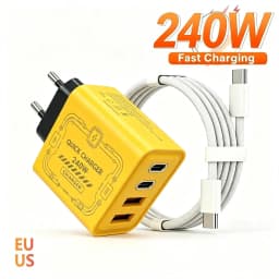 240W High Power GaN Mechanical Multi‑Port USB Power Adapter EU US Plug for Phone Laptop Travel Charger Home Office Use