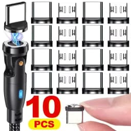 Magnetic Phone Cable Adapter Magnetic Connector Tip Heads 360 Rotating Strong Magnetic Plug for Micro USB Android/Type C Device