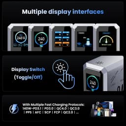 240W GaN Charger PD3.1 140W USB Type C 6 Ports PPS PD Desktop Fast Charging Station for iPhone 17 Samsung MacBook Laptops Tablet