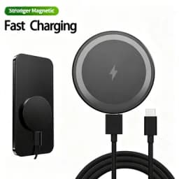 15W MagSafe Wireless Charger Pad Fast Charging Magnetic Stand for iPhone 17 16 15 14 13 Pro Max Samsung S25 USB-C Slim Portable