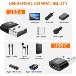USB 2.0 to Type C Adapter USB C Female to USB A Male Charger Converter OTG Adapter Compatible with for iPhone for iPad Samsung