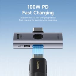 Hagibis Dual USB C Adapter 1 in 2 Out Splitter with 100W Charging Port USB C to Headphone OTG Converter for iPad iPhone Macbook