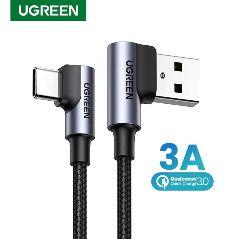 UGREEN 90 Degree USB C Cable Nylon Fast Charge USB Type C Cable for iPhone 17 16 Xiaomi Samsung S25 S24 Poco USB-C to USB-C Cord