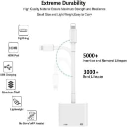 Lightning to Digital HDTV 2-in-1 Adapter Digital AV Adapter 4K Sync Screen Connector For IPhone14 Pro 13 12 to HDTV Projector Mo
