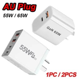 55w 65w AU Plug Fast USB Charger Type C Charger for Xiaomi Redmi iPhone Samsung SmartPhone Quick Charging Adapter PD Wall Charge