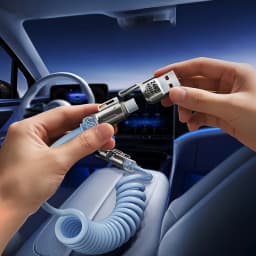 240W Spring 4 in 1 Fast Charging Cable,USB A/C to USB C/L,Multi Functiona Retractable Cord for iPhone 17/16,Samsung Galaxy S25