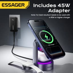 Essager 3 in 1 Magnetic Wireless Charger Qi2.2 25W Fast Charging Stand For iPhone 17 16 Pro Max Apple