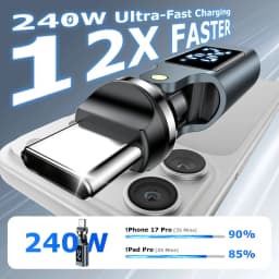 AUFU 240W 5A Type C Adapter USB C to Type-C Digital Display Female Convertor For iPhone 17 Samsung S26 540 Rotation OTG Adapter