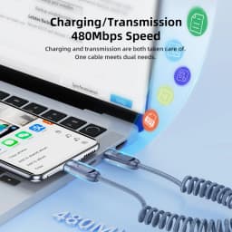 Toocki Car Spring Type C Cable For iPhone 17 16 15 Xiaomi Samsung 60W PD Fast Charging For Macbook iPad Type C to Type C Cable