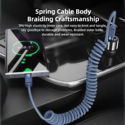 Toocki Car Spring Type C Cable For iPhone 17 16 15 Xiaomi Samsung 60W PD Fast Charging For Macbook iPad Type C to Type C Cable
