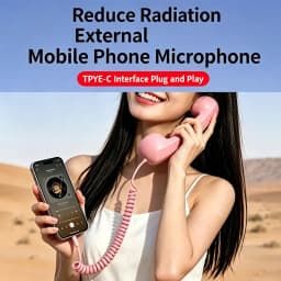 3.5mm/Type-C Retro Phone Handset, Radiation Proof Telephone Handset Cell Phone Receiver with Mic, for Cell Phones, Smartphone