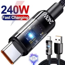 Nylon Type C USB Cable 24oW Super Fast Charging USB C Phone Charger Data Linefor Samsung Xiaomi Huawei Quick Charge Cables