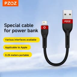 PZOZ 25cm 50cm Short Data USB Cable For iPhone 14 13 12 11 Xs XR Max 8 7 Power Bank Phone charging cable PD fast charging cable