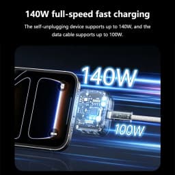 140W USB C Auto Disconnect Charger Adapter For Safe Overnight Charging Smart Auto Stop Charging Full Charge Self-Cut