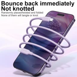 USB-C to USB-C 60W 3A Silicone Cable Soft Liquid Silicone PD Fast Charging Cord Tangle-Free Compatible with iPhone 17 16 15