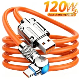 120W Fast Charge USB Type C Cable 180 Degree Rotation Elbow Cable for Game for Xiaomi Redmi Honor Phone Charger USB C Cable