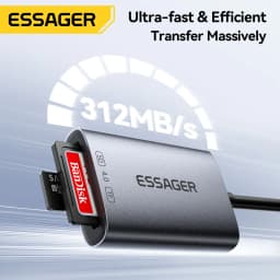 Essager 2-in-1 USB Card Reader SD/TF 4.0 Memory Card Device 312MB/s 2TB Smart Reader for iPhone Samsung Laptop MacBook PC