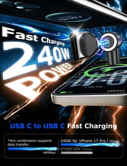 AUFU 9Pin Magnetic Adapter Type C To USB C Fast Charging USB-C Magnet Converter Cable for iPhone 16 MacBook Samsung Xiaomi Lapt