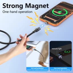 Magnetic USB C Cable 120Gbps Data Sync E-Marker Chip Nylon Braided 240W Magnetic Type C Charging Cable For Phone Laptop Notebook