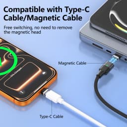 Magnetic USB C Cable 120Gbps Data Sync E-Marker Chip Nylon Braided 240W Magnetic Type C Charging Cable For Phone Laptop Notebook