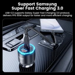 Toocki 130W Car Charger PD 100W PPS SFC2.0 Fast USB Type C Car Phone Charger for iPhone 17 16 15 Samsung S26 S25 Tablet Laptop