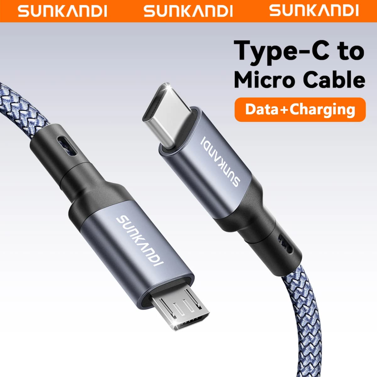SUNKANDI USB C to Micro USB Cable, Braided USBC to MicroUSB OTG 480Mbps Cord for Wall Chargers, MacBook Pro, Air, Galaxy S22
