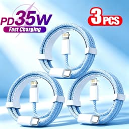 3PCS 35W PD Braided Fast Charging Cable Quick Charge Data Wire USB-C For iPhone 14 Plus 13 12 11 X XR XS MAX 8 7 6 S All Series
