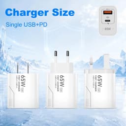 65W GaN USB C Charger 2-Port Fast Charging Phone Charger Power Adapter For iPhone Samsung Xiaomi Type C EU/US Plug Wall Charger