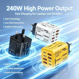8‑in‑1 GaN 240W PD Desktop Charger 4PD 4USB Multi‑Port Power Adapter For iPhone 16 Xiaomi Samsung Notebook EU US Plug
