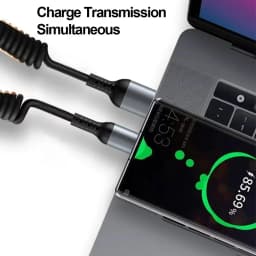 1M Car Spring Data Cord 6A Fast Charging USB C to USB C Cable For iPhone 15 14 Huawei Xiaomi Samsung Cable Portable Short Wire