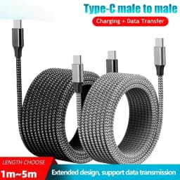 1M 2M 3M 5M 60W Dual Type C To Type C Fast Charge Cable Universal Extended Nylon Braided For Samsung Xiaomi Oneplus PD Data Cord