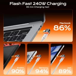 AUFU 240W USB C to Type C OTG Adapter PD3.1 5A Fast Charge Cable Converter for iPhone MacBook Laptop 540 Rotation Type C Adapter
