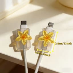 Korean Cute 3D Colorful Floral Charging Cable Protector, Anti-Break Data Cord Winder Organizer Cover Accessories