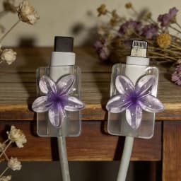Korean Cute 3D Colorful Floral Charging Cable Protector, Anti-Break Data Cord Winder Organizer Cover Accessories