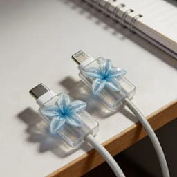 Korean Cute 3D Colorful Floral Charging Cable Protector, Anti-Break Data Cord Winder Organizer Cover Accessories