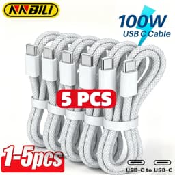 NNBILI 1/3/5PCS 100W Type C to Type C Cable Data Line For Iphone 18 17 16 Samsung Xiaomi Fast Charging Cable Type C Data Charger