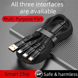 3 In 1 USB Fast Charging Cable 1.2M/2M Type C Micro IOS Multi Charger Cable for Huawei Samsung Nylon Braided Cord