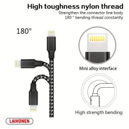 LAIHONEN USB Cable For iPhone 5 6 7 8 Plus X XS XR 11 12 13 14 Pro Max SE 1m 2m 3m Long Short iOS Data Charger Cord Fast Charge