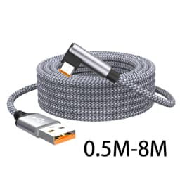6A USB C Elbow Type C Fast Charge Cable 3m 5m Phone Extend Charging Cable for Samsung Huawei Xiaomi Oppo OnePlus VR Camera