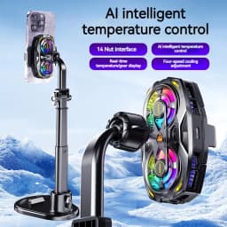 K32 Clip-on Semiconductor Phone Cooler with Digital Display Smart Thermo Dual-core RGB Lights Universal for SmartPhones